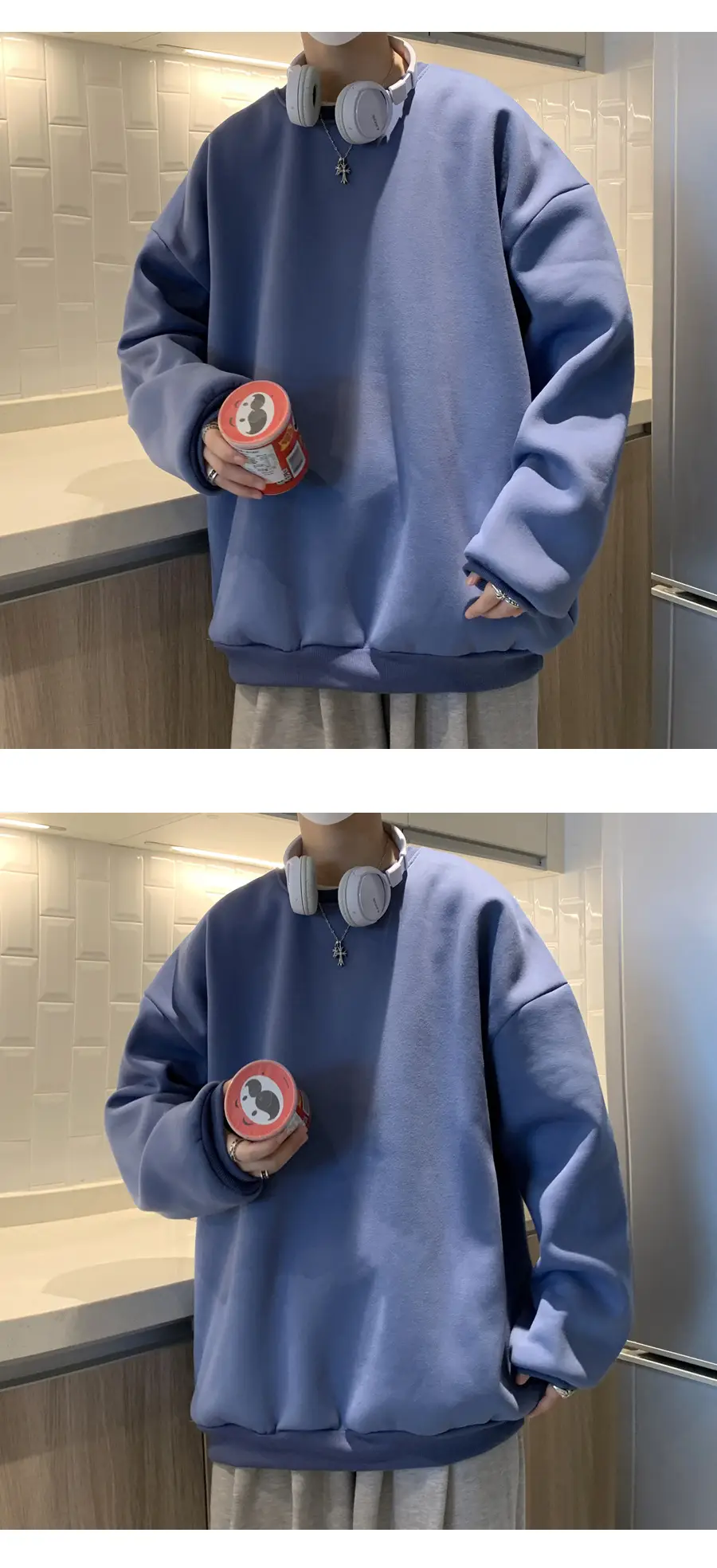 2021 Men's White Crewneck Sweatshirt with Pocket — feature 35