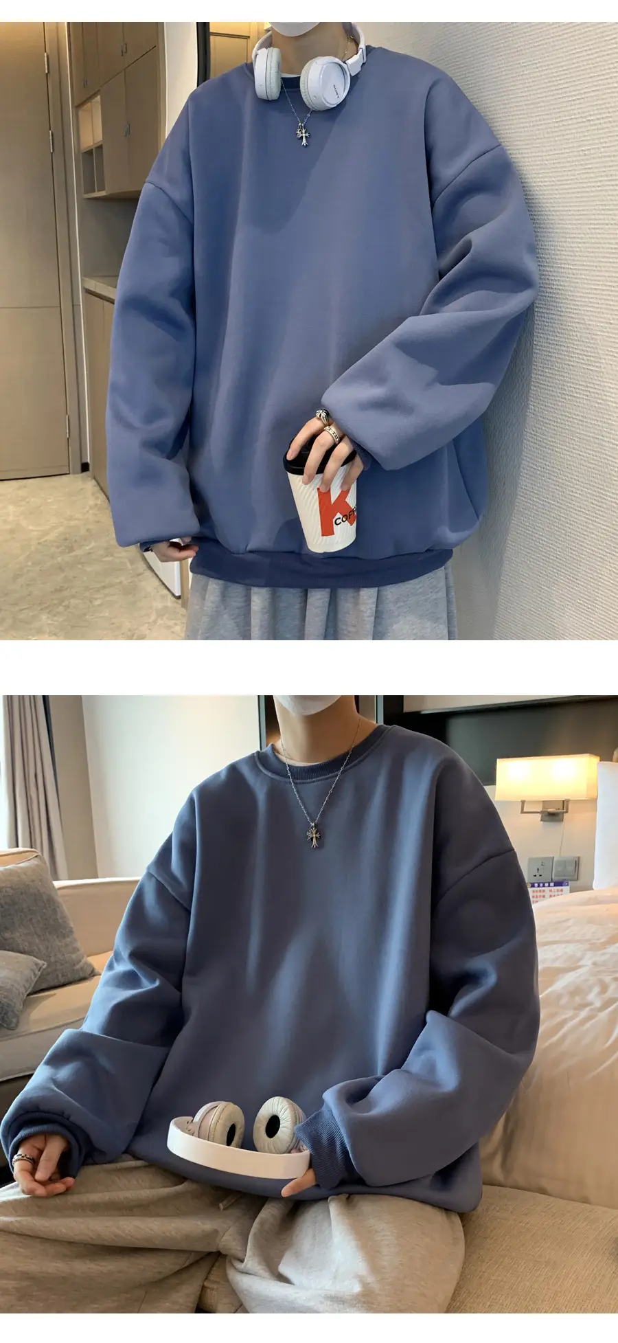 2021 Men's White Crewneck Sweatshirt with Pocket — feature 36