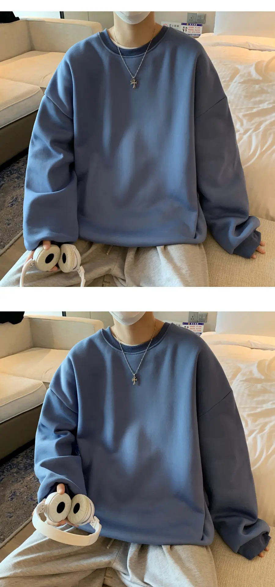 2021 Men's White Crewneck Sweatshirt with Pocket — feature 37