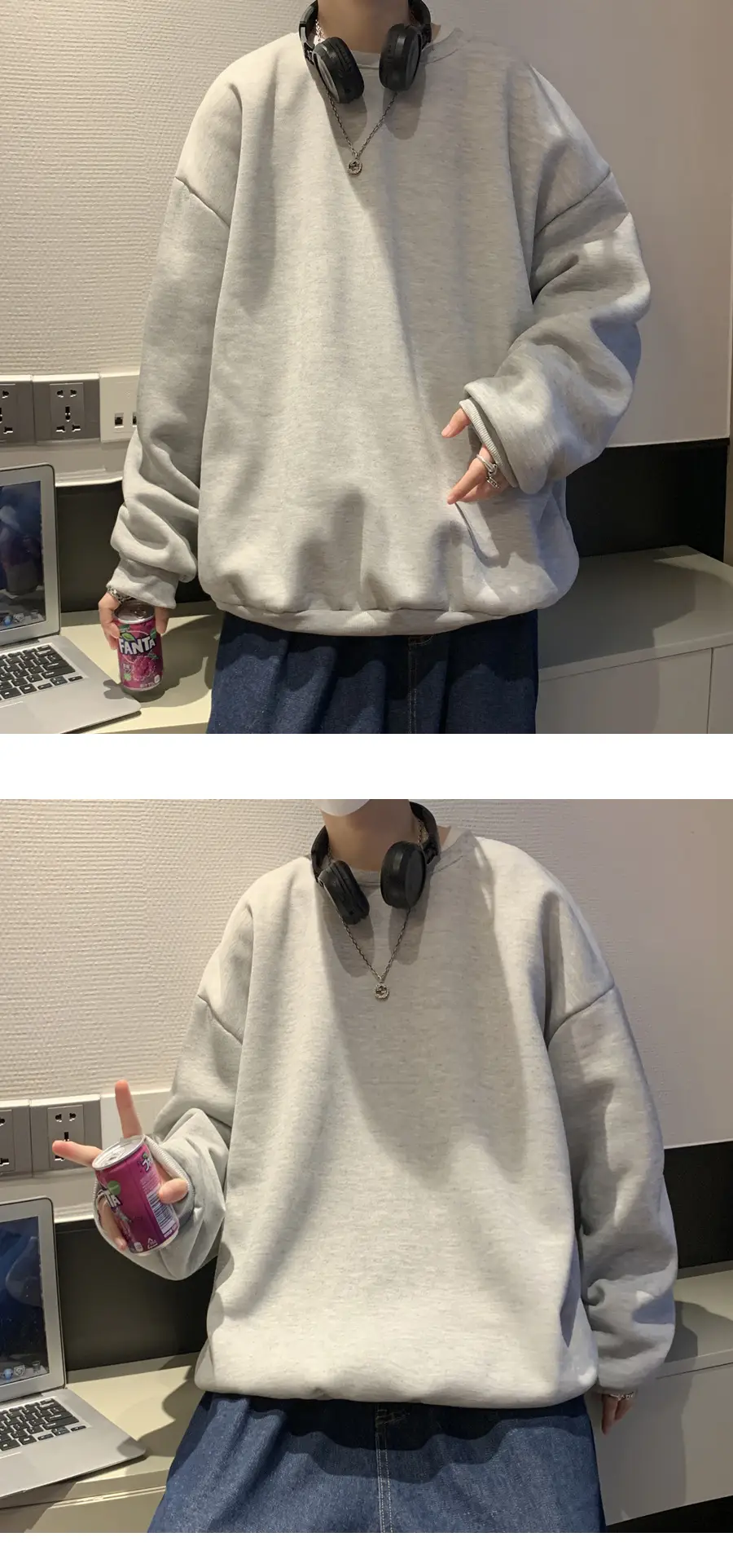 2021 Men's White Crewneck Sweatshirt with Pocket — feature 38