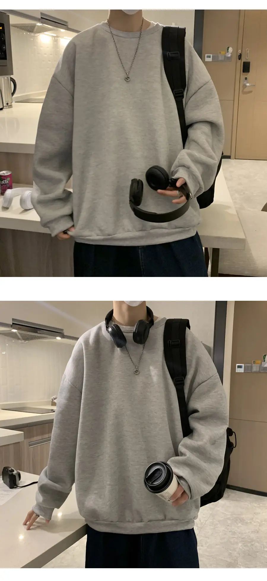 2021 Men's White Crewneck Sweatshirt with Pocket — feature 42