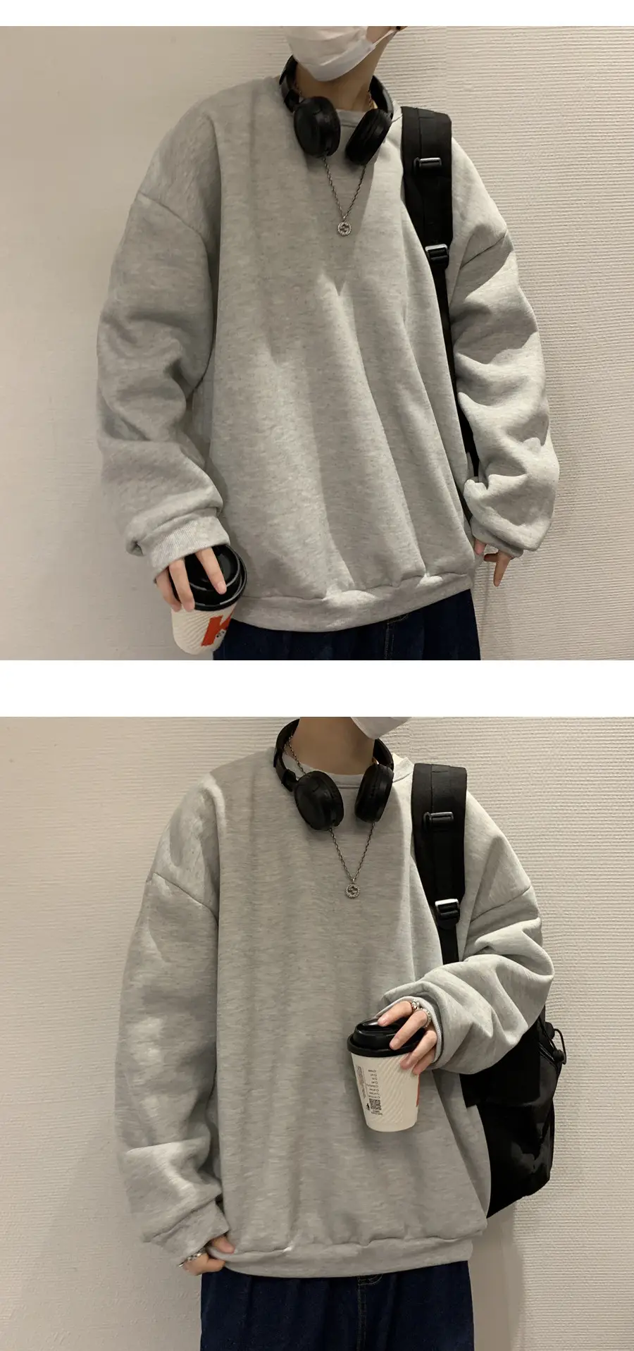 2021 Men's White Crewneck Sweatshirt with Pocket — feature 43