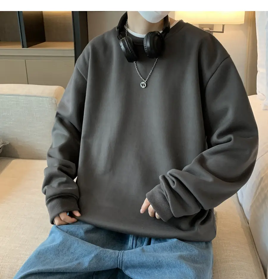 2021 Men's White Crewneck Sweatshirt with Pocket — feature 49