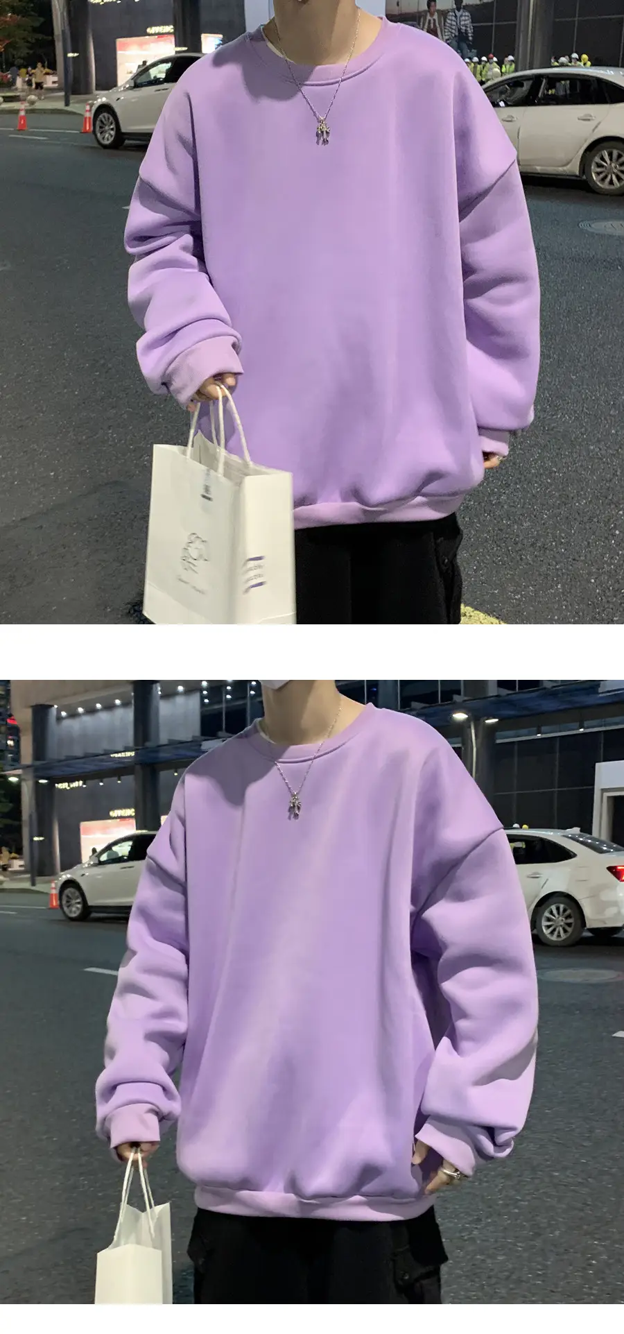 2021 Men's White Crewneck Sweatshirt with Pocket — feature 50