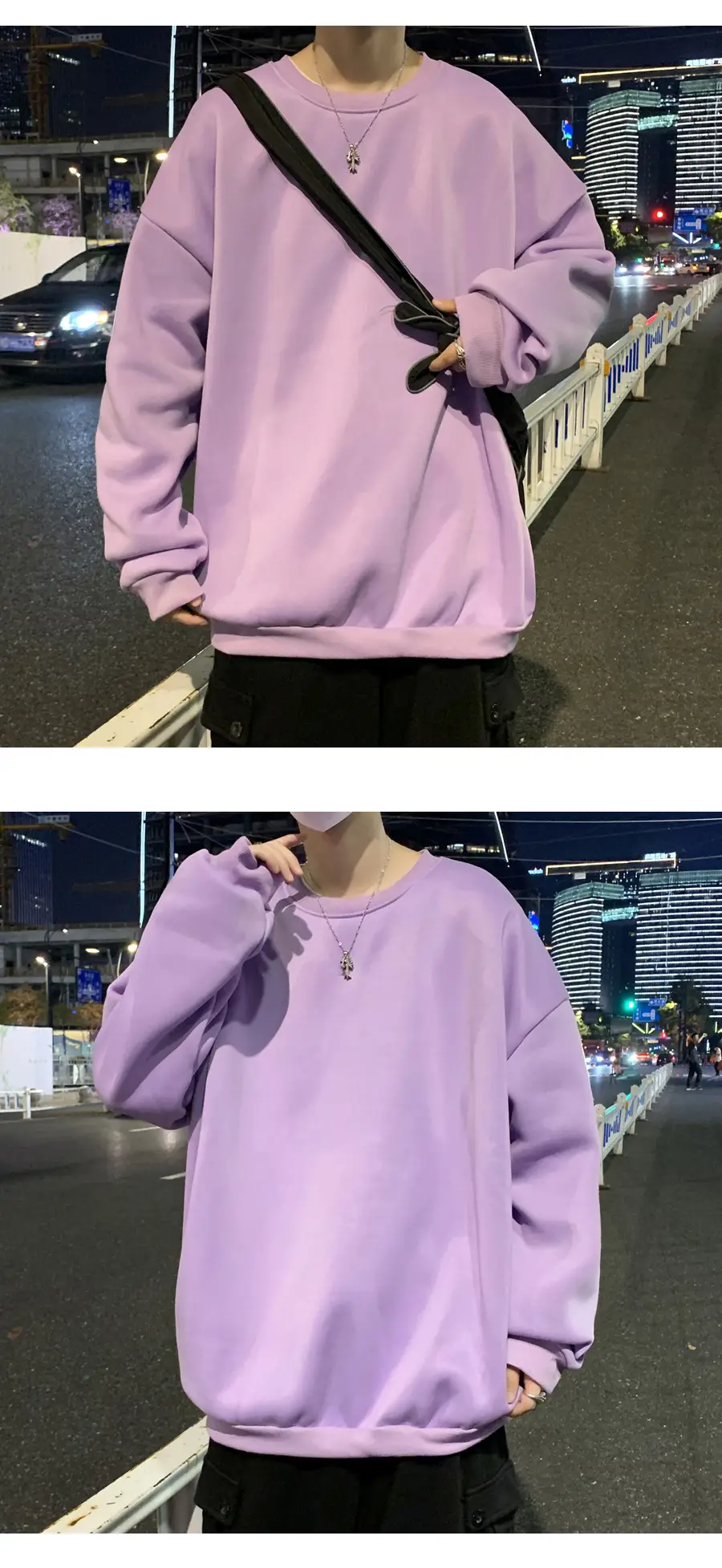 2021 Men's White Crewneck Sweatshirt with Pocket — feature 54