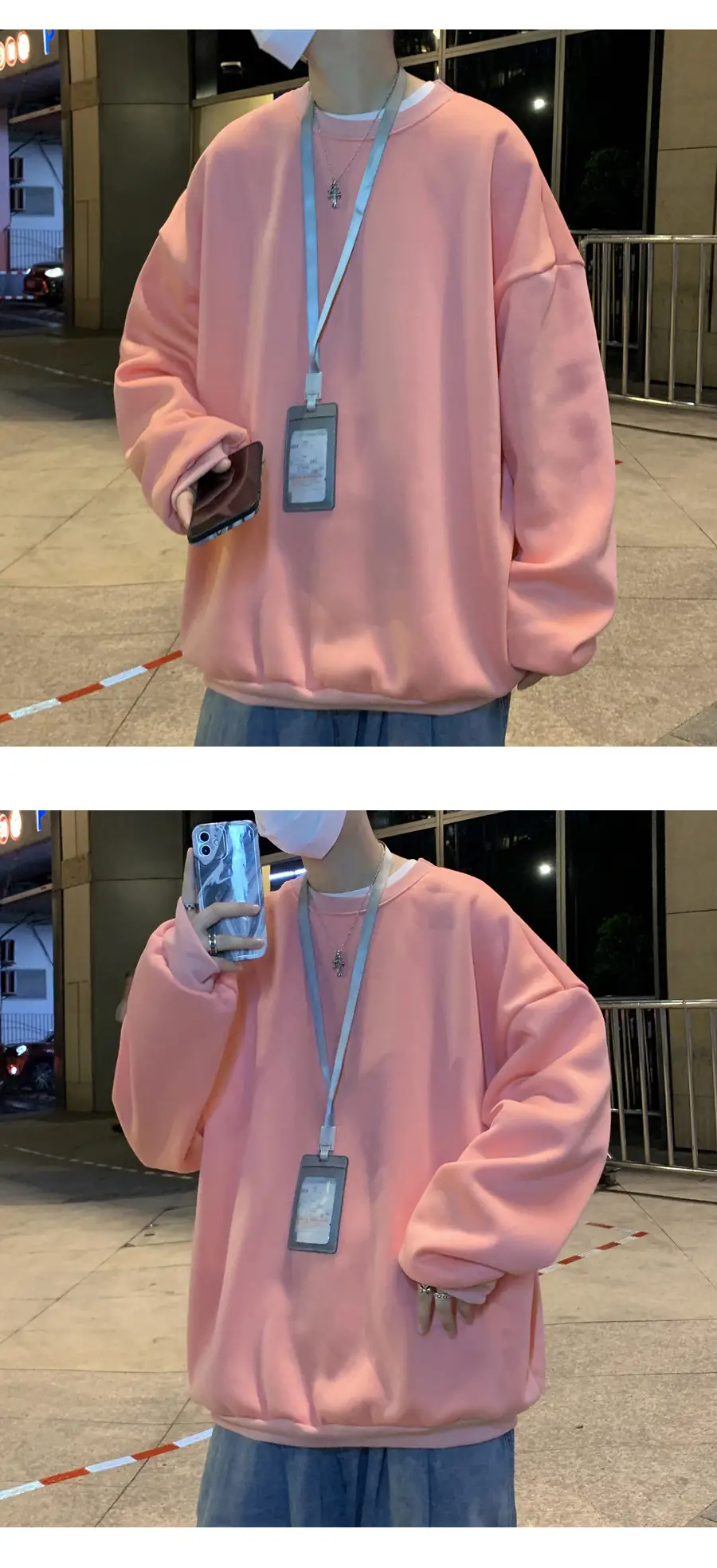 2021 Men's White Crewneck Sweatshirt with Pocket — feature 9