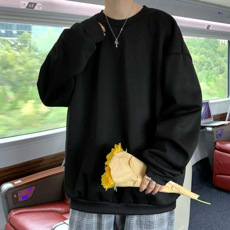 2021 Men's White Crewneck Sweatshirt with Pocket - Image 3