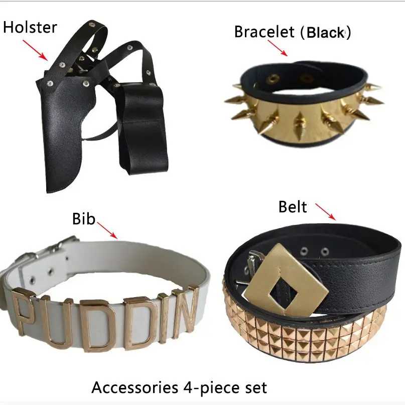 Suicide Squad Cos Harley Quinn Black Belt with Gold Clasp - Image 21