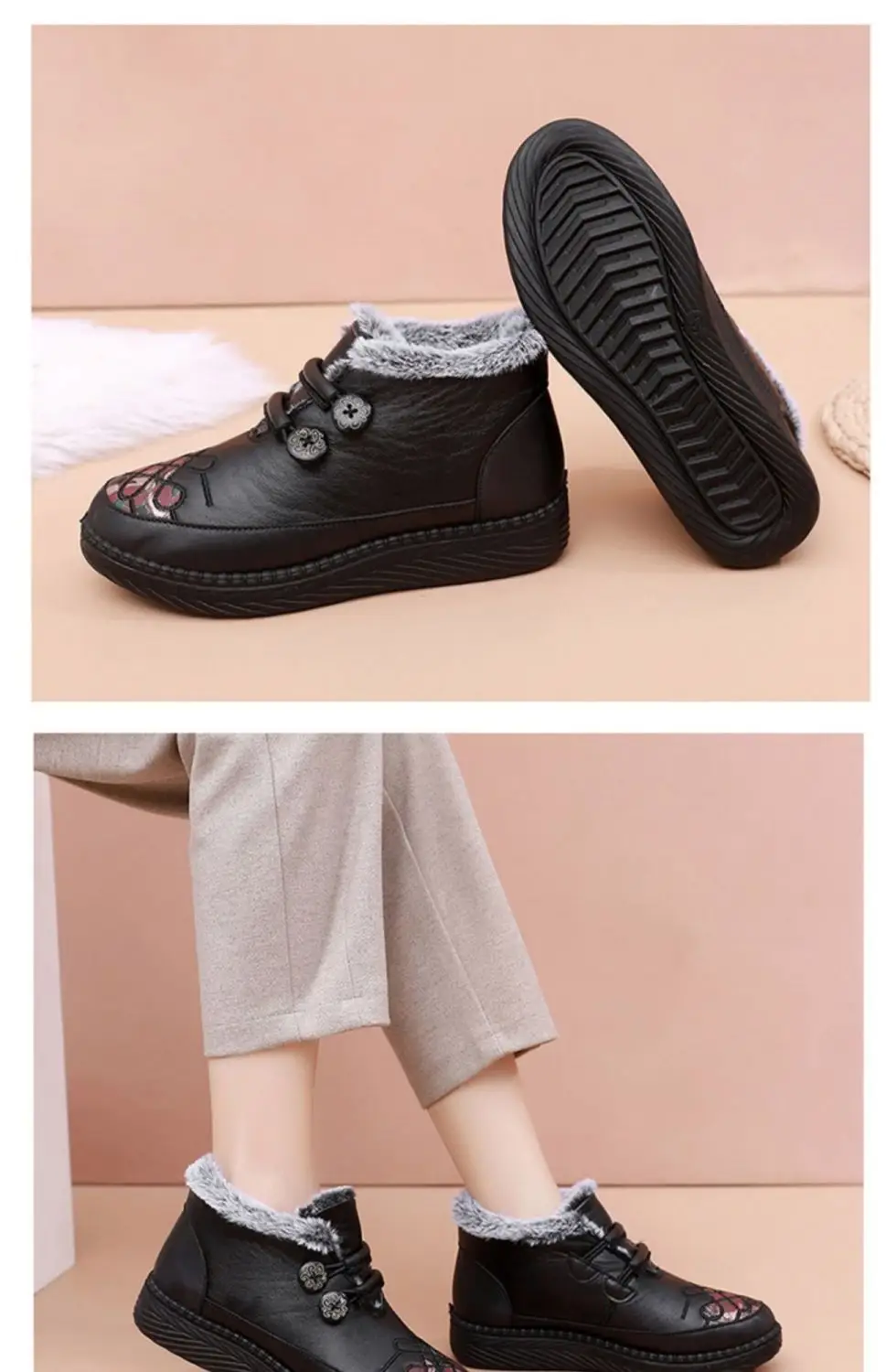 Old Beijing Winter Cotton Shoes, Grandma Shoes, Foreign Trade Soft Sole Thickened Mother's Shoes, Warm Snow Boots for the Elderly Wholesale — feature 26