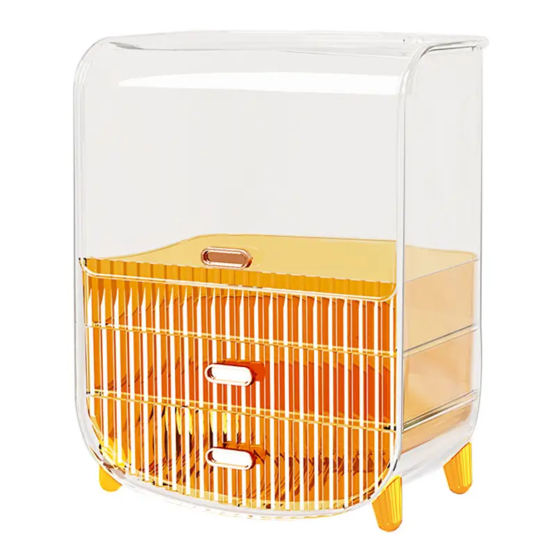 Transparent Cosmetic Storage Rack with Gold Legs - Image 10