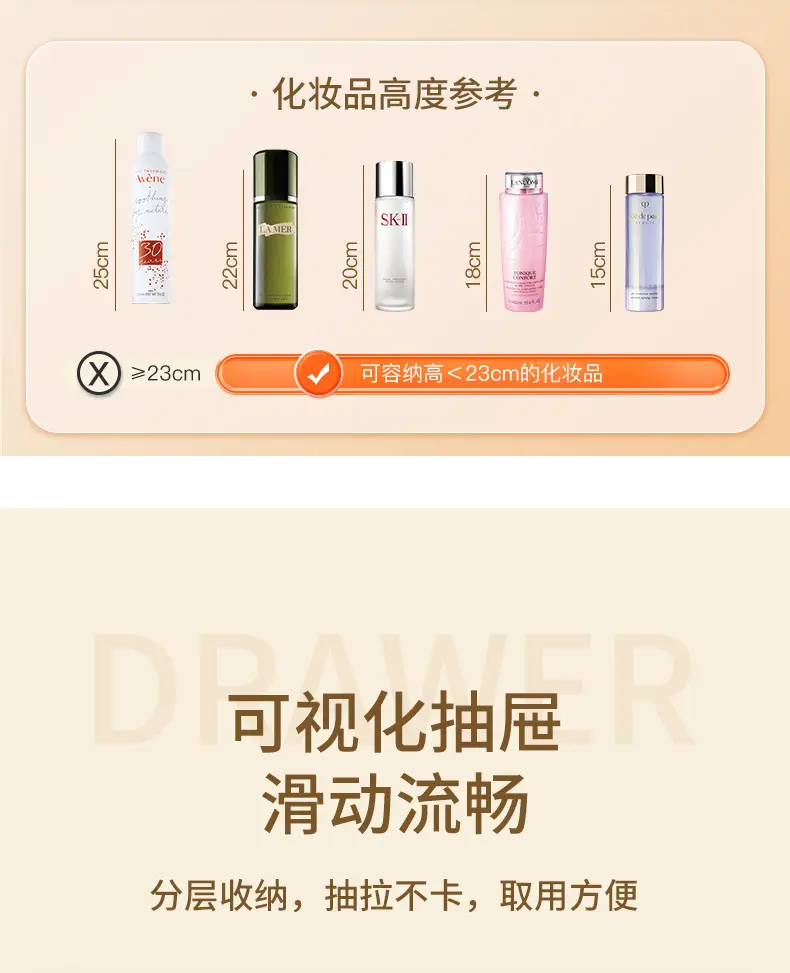 Transparent Cosmetic Storage Rack with Gold Legs — feature 8