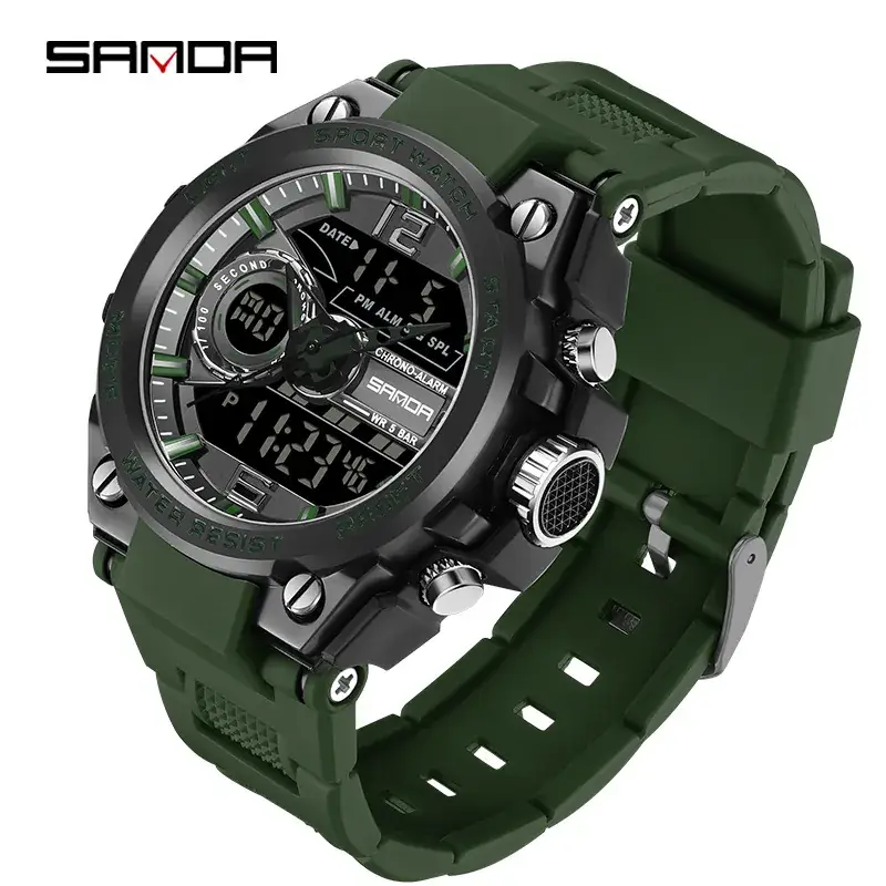 Sanda Male Digital Waterproof Sports Watch Black Multi-Functional - Image 61