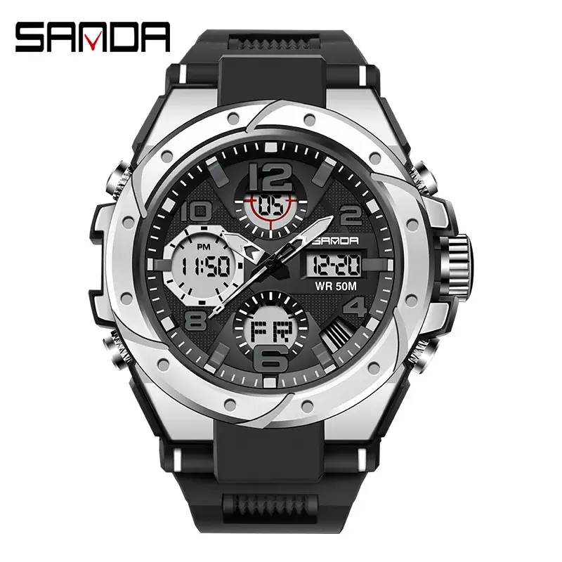 Sanda Male Digital Waterproof Sports Watch Black Multi-Functional - Image 15
