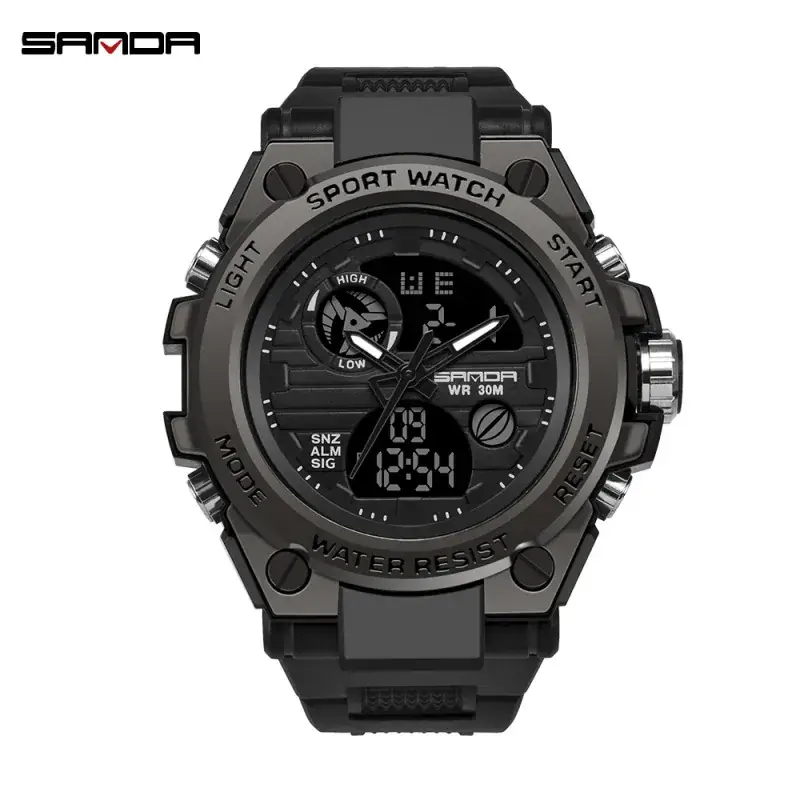 Sanda Male Digital Waterproof Sports Watch Black Multi-Functional - Image 19