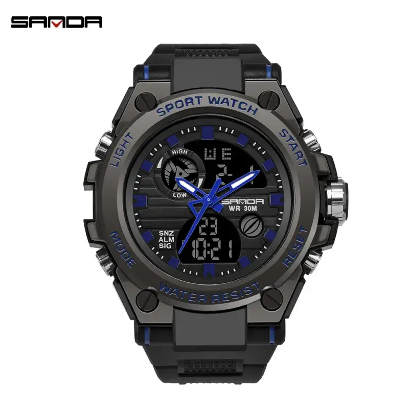 Sanda Male Digital Waterproof Sports Watch Black Multi-Functional - Image 20