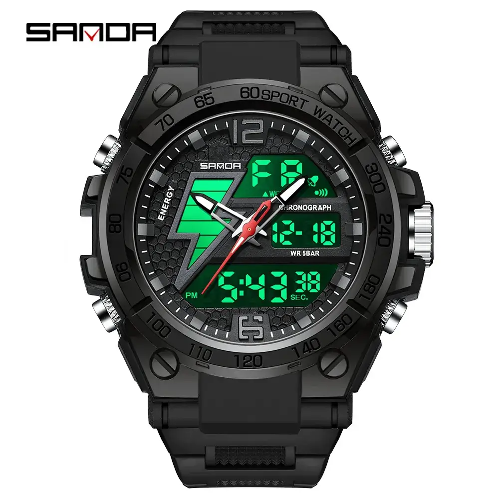 Sanda Male Digital Waterproof Sports Watch Black Multi-Functional - Image 53