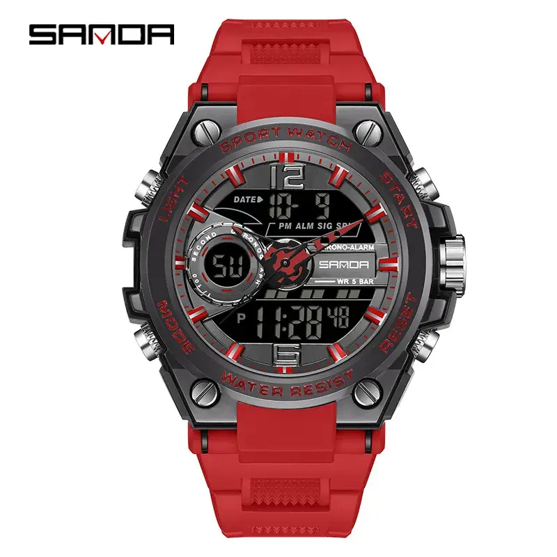 Sanda Male Digital Waterproof Sports Watch Black Multi-Functional - Image 6