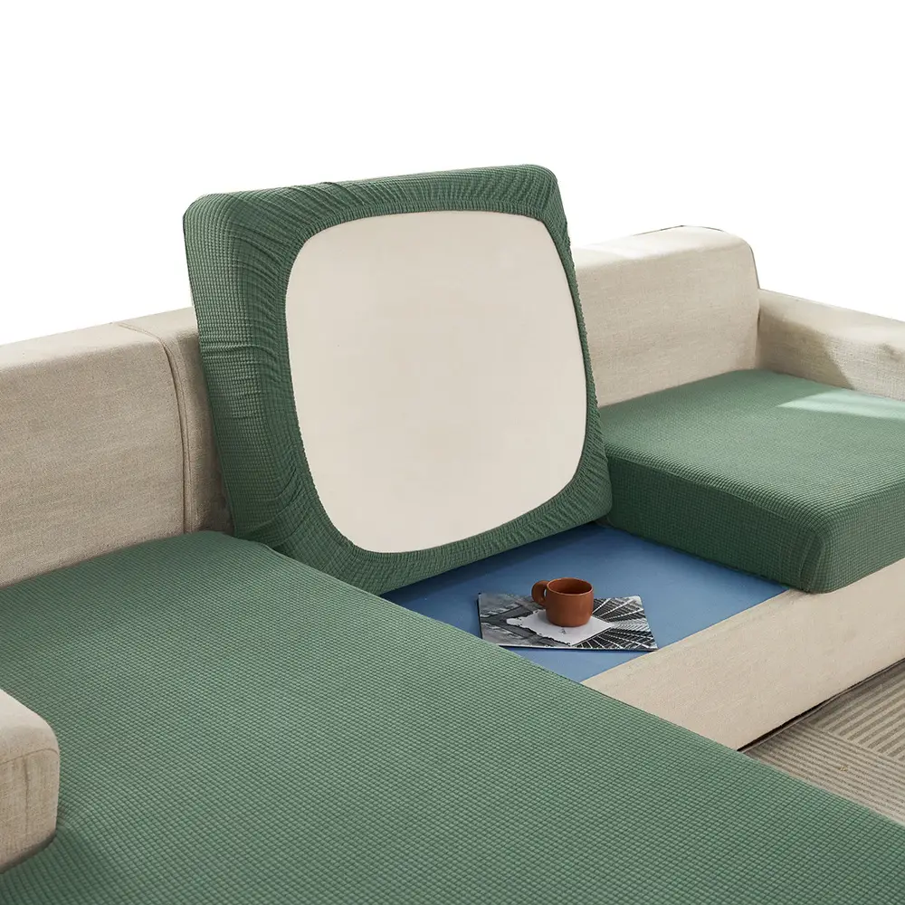 Waterproof Corn Grain Sofa Cushion Cover Solid Color Elastic Dustproof - Image 13