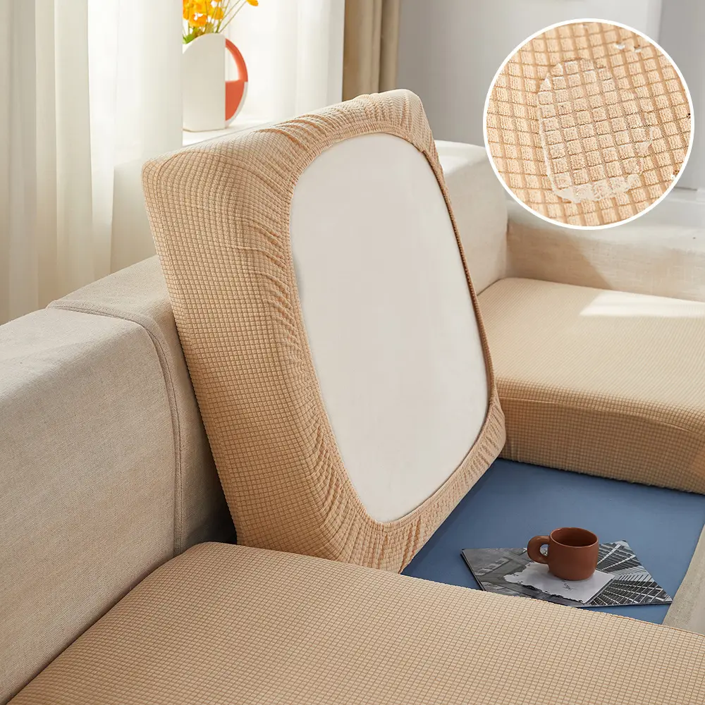 Waterproof Corn Grain Sofa Cushion Cover Solid Color Elastic Dustproof - Image 3