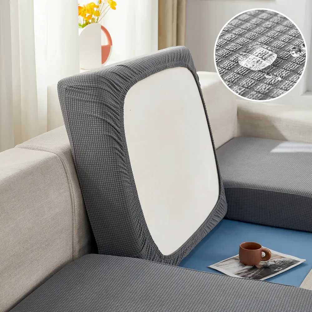 Waterproof Corn Grain Sofa Cushion Cover Solid Color Elastic Dustproof - Image 5