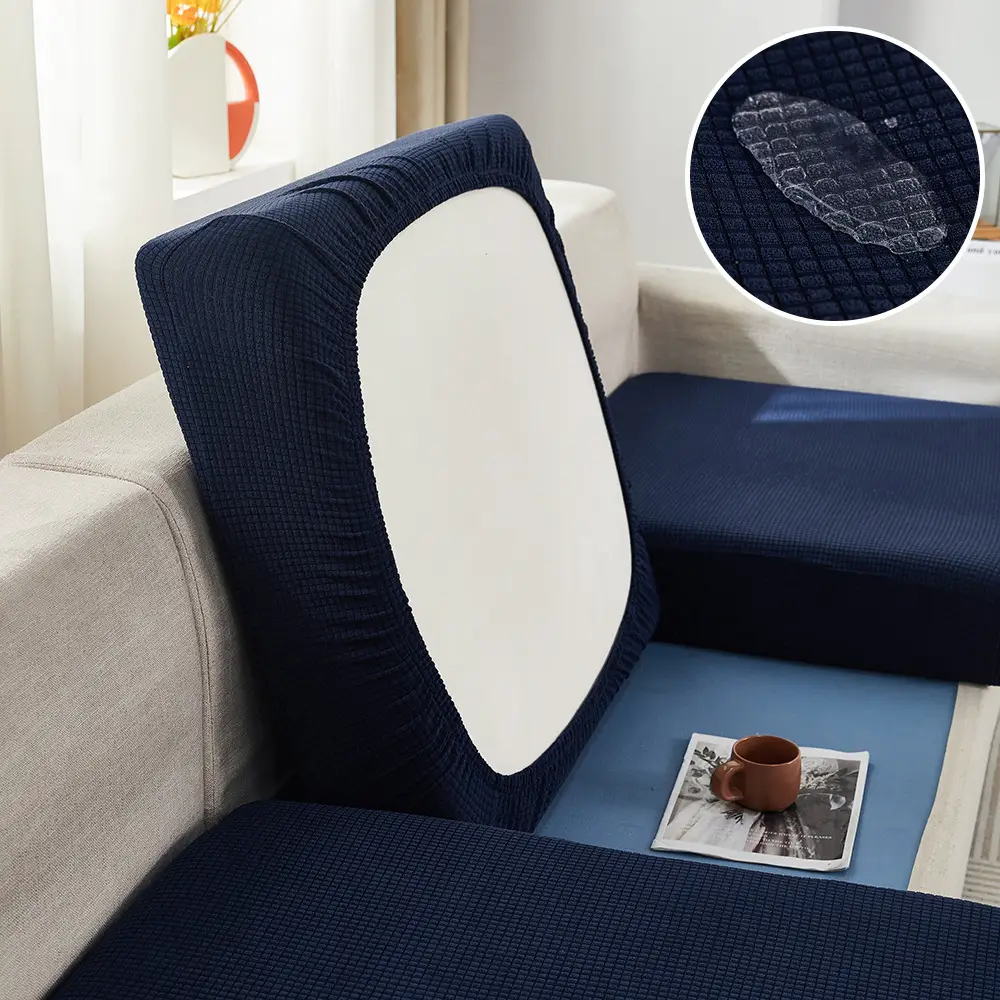 Waterproof Corn Grain Sofa Cushion Cover Solid Color Elastic Dustproof - Image 6