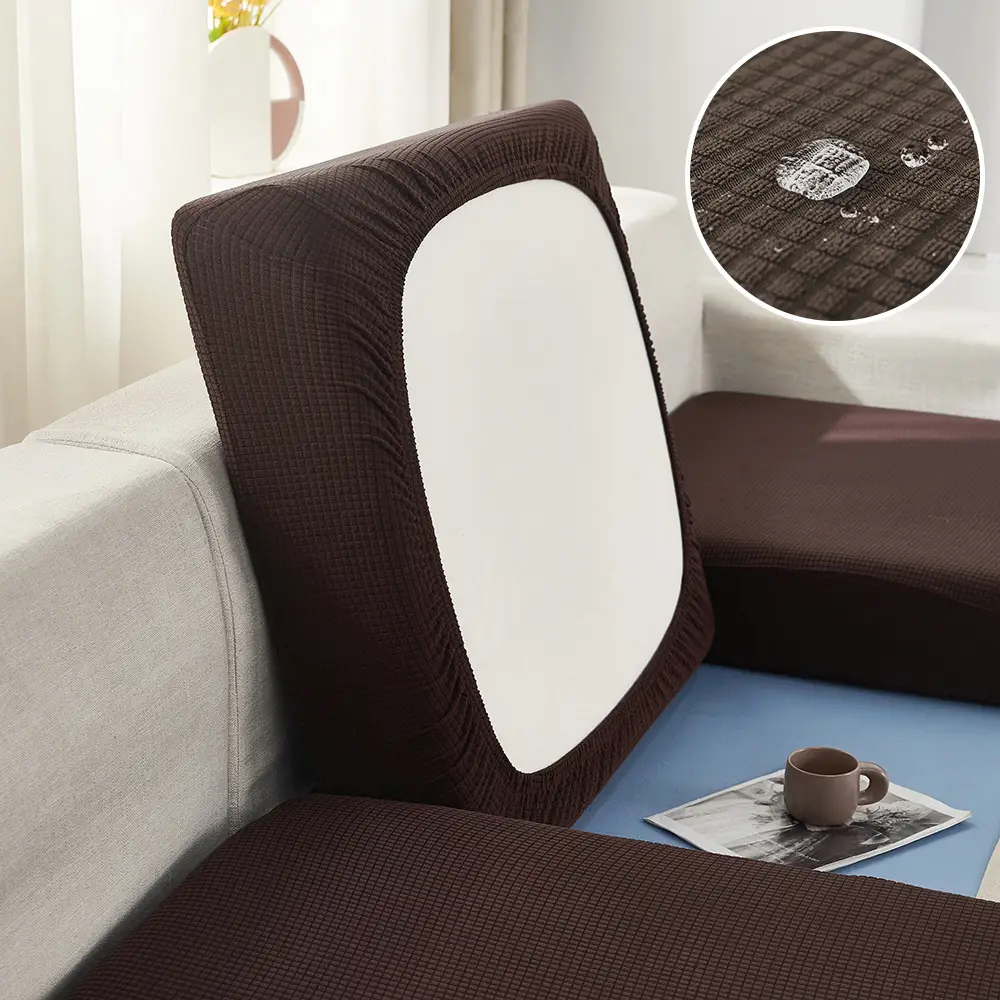 Waterproof Corn Grain Sofa Cushion Cover Solid Color Elastic Dustproof - Image 7