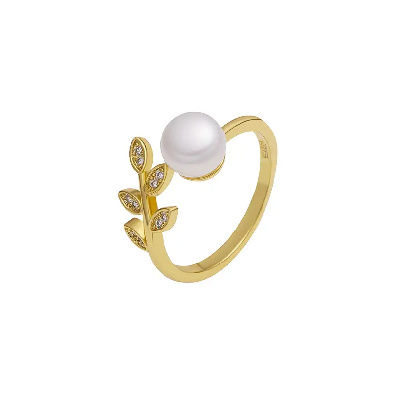 Natural Pearl Leaf Adjustable Ring for Women - Image 5