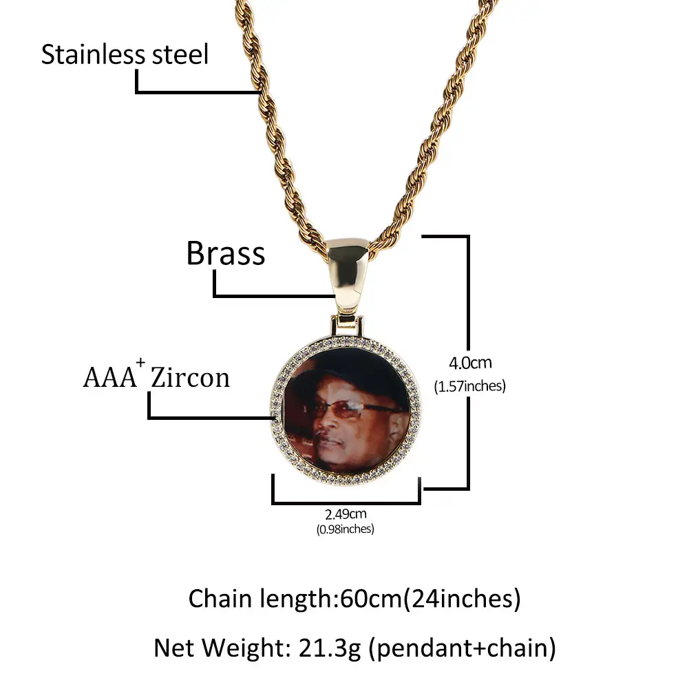 Golden Photo Pendant Necklace with Memory Design - Image 4