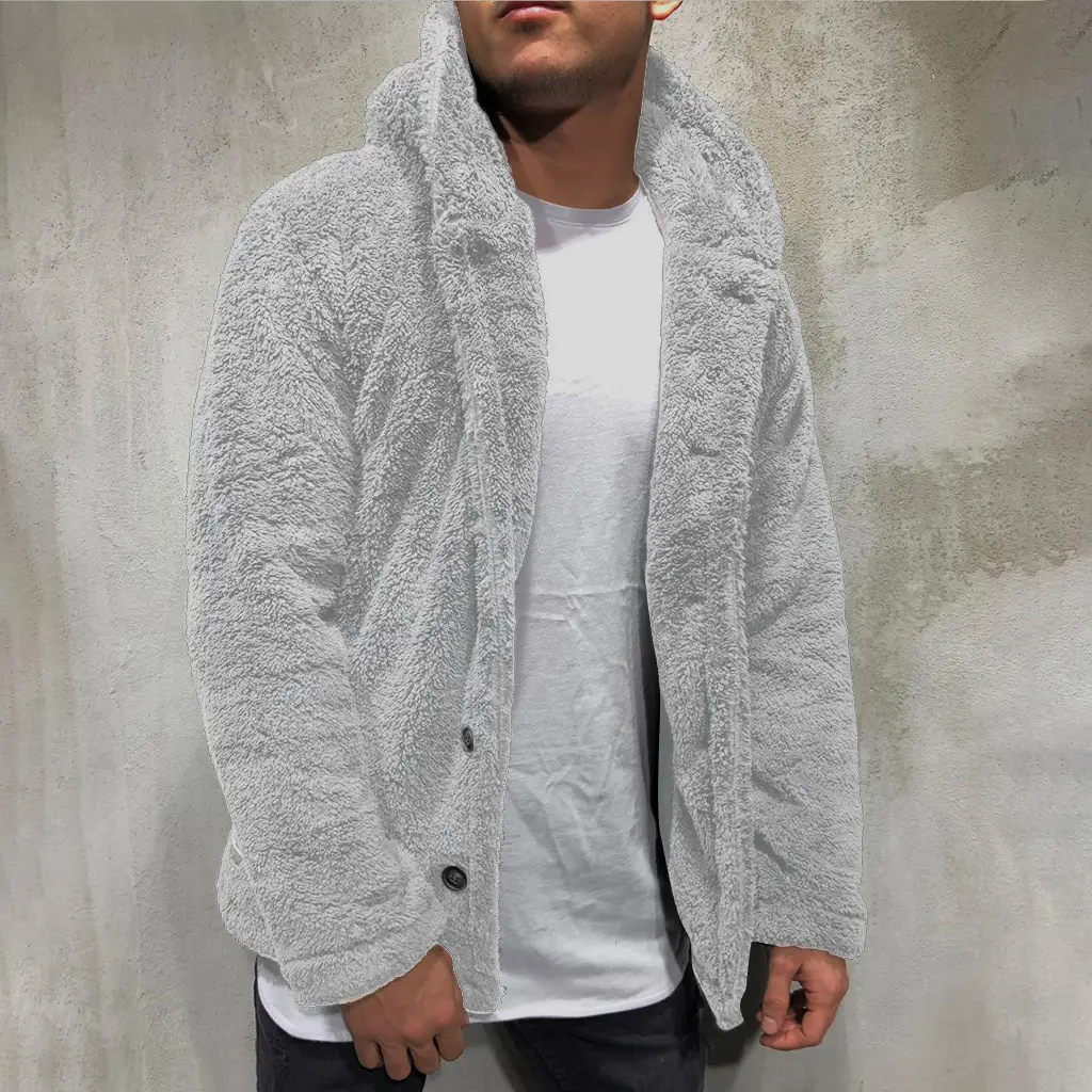 Men's Fleece Hooded Coat Black Solid Color — feature 70