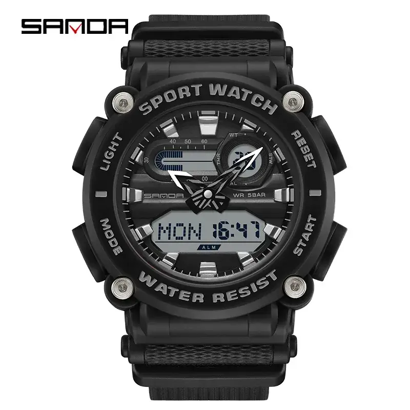 Sanda Red Sport Watch with Dual Digital Display - Image 13