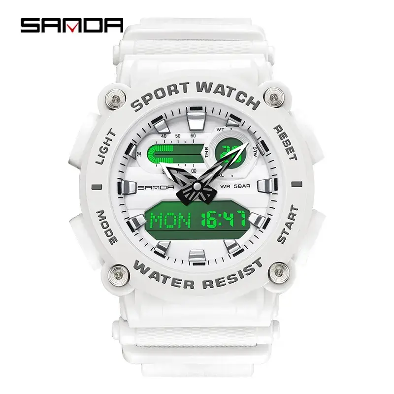 Sanda Red Sport Watch with Dual Digital Display - Image 4