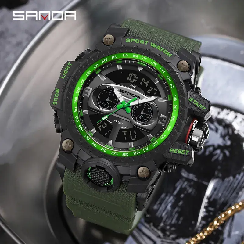 Men's Green LED Digital Sport Watch with Multi-Function Display - Image 12