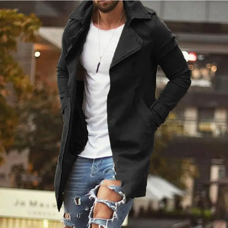2025 Men's Mid-Length Slim Fit Windbreaker Coat - Image 3
