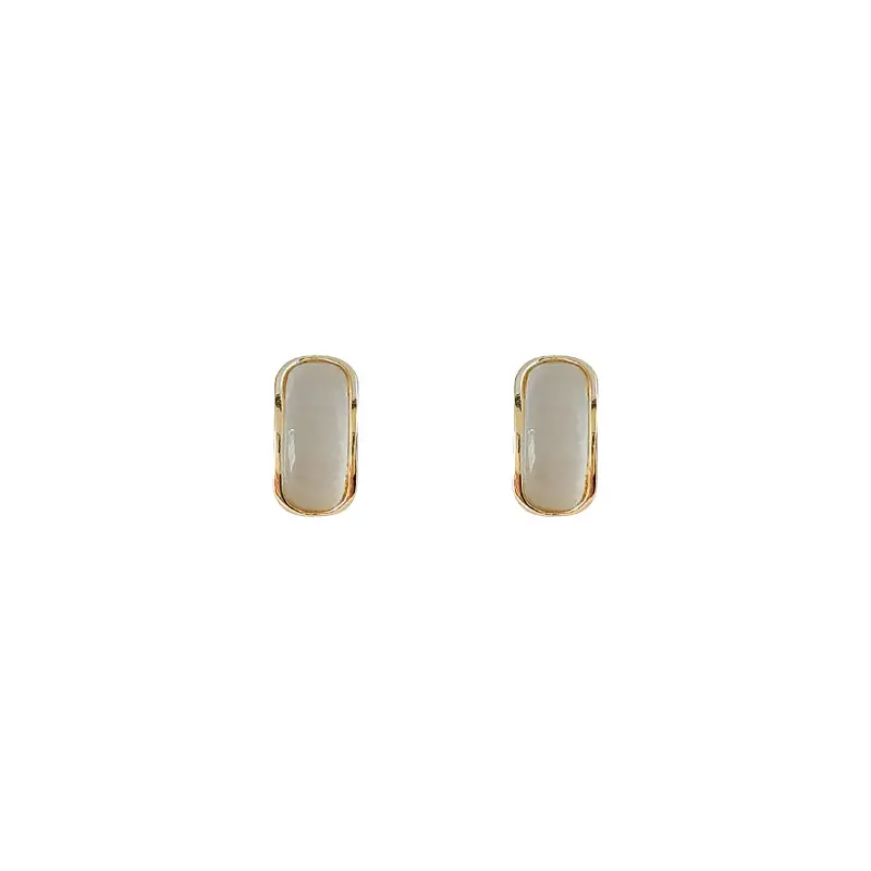 Geometric Opal Stud Earrings Silver Needle Wholesale - Image 5