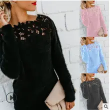Long Sleeve Lace Sweater Women Grey 2025 — feature 13