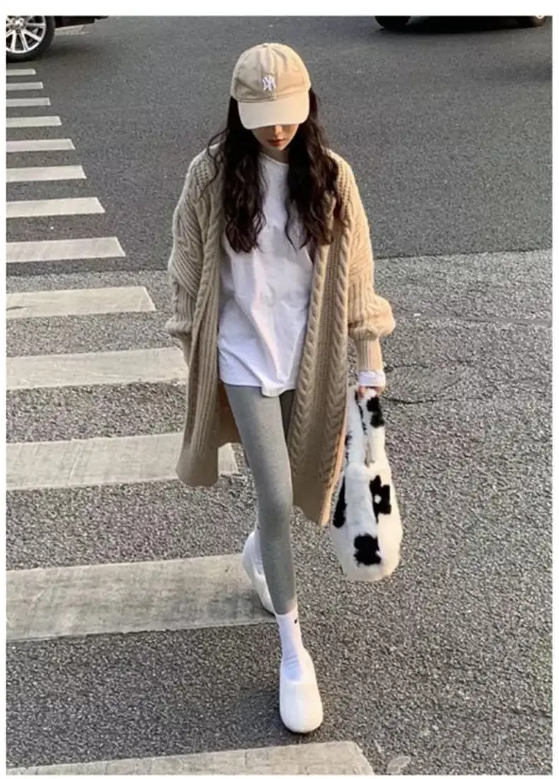 Women Mid-Length Woolen Cardigan Coat 2023 Winter Loose Outerwear — feature 13