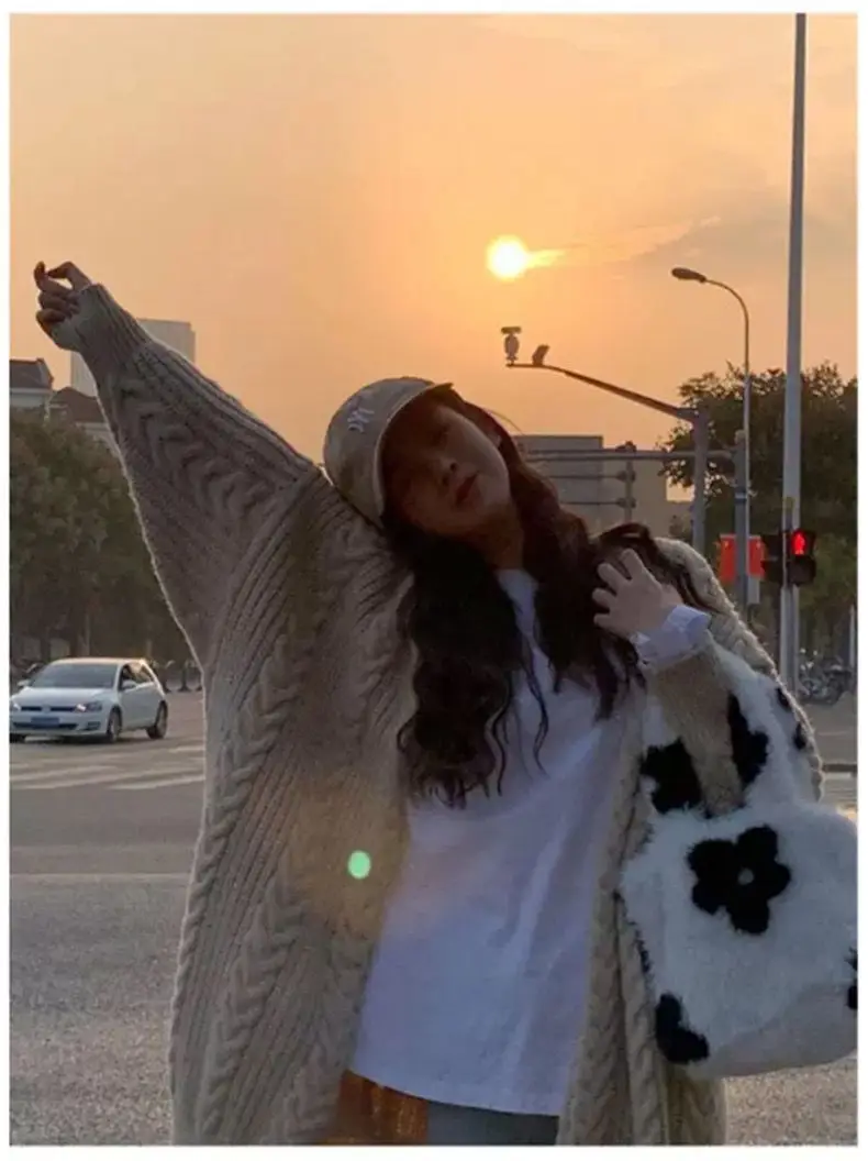 Women Mid-Length Woolen Cardigan Coat 2023 Winter Loose Outerwear — feature 15