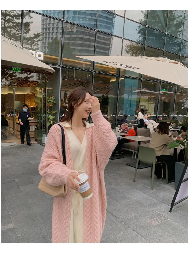 Women Mid-Length Woolen Cardigan Coat 2023 Winter Loose Outerwear — feature 18