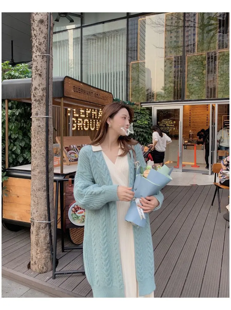 Women Mid-Length Woolen Cardigan Coat 2023 Winter Loose Outerwear — feature 23