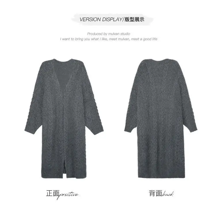 Women Mid-Length Woolen Cardigan Coat 2023 Winter Loose Outerwear — feature 3