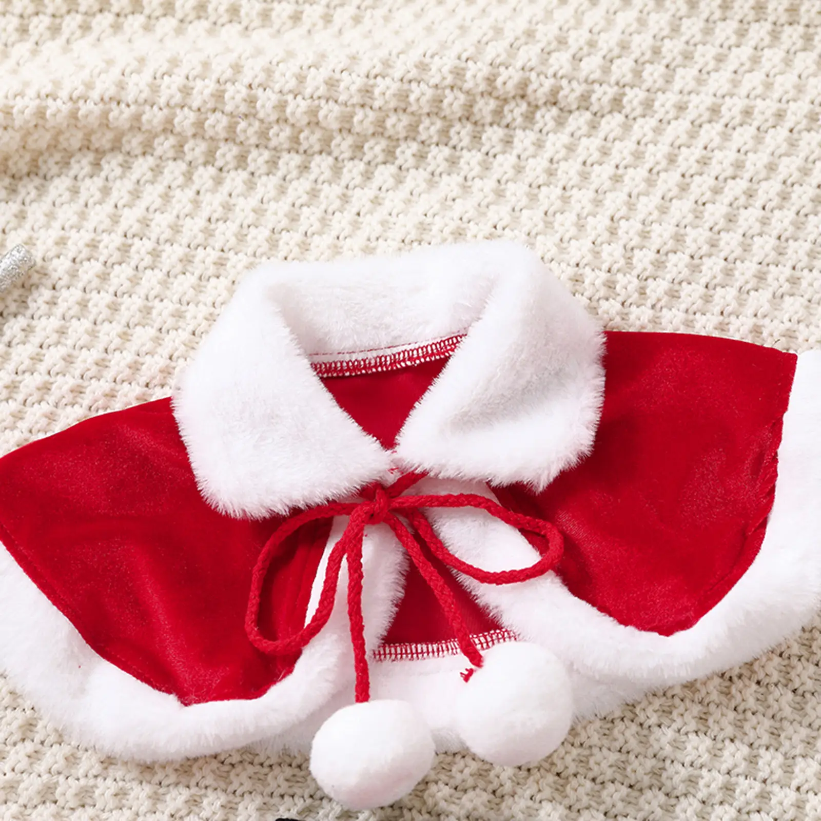 Red Santa Style Girls 2-Piece Holiday Suit with Fur Trim - Image 3