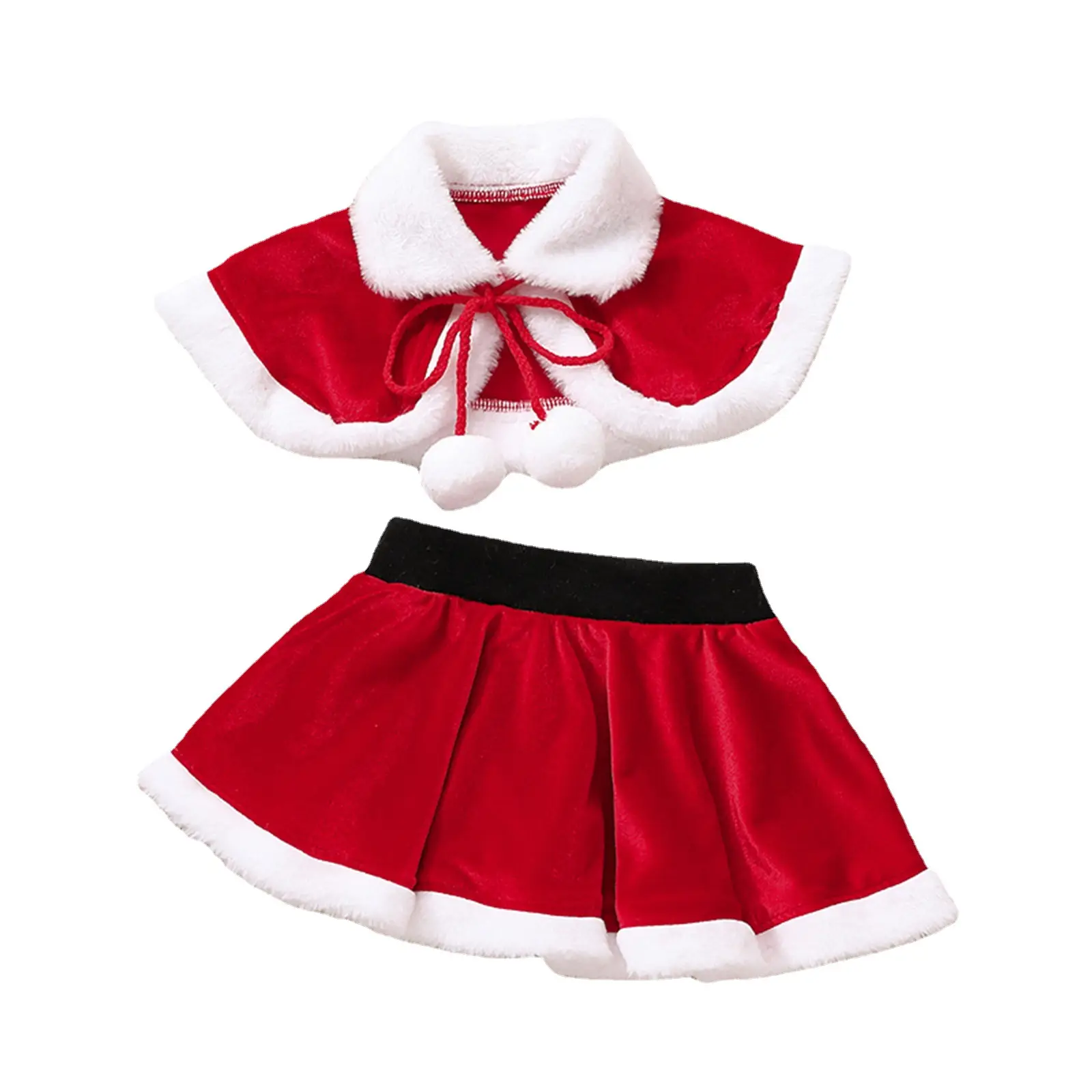 Red Santa Style Girls 2-Piece Holiday Suit with Fur Trim - Image 5