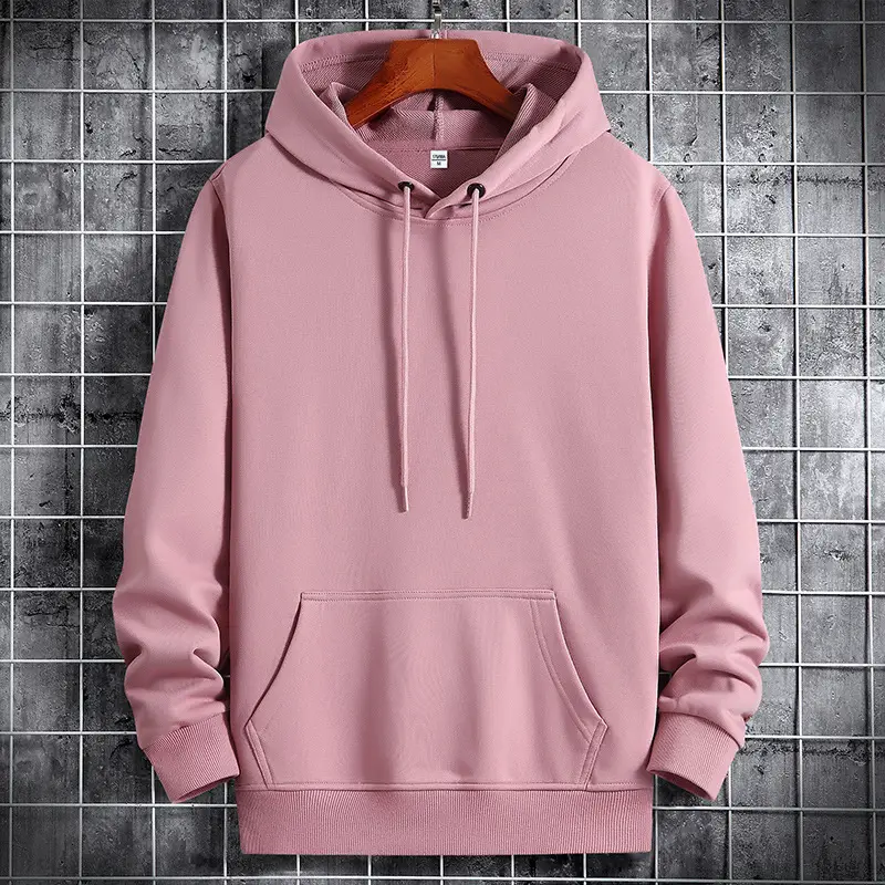 Men's Pink Hooded Sweatshirt with Front Pocket - Image 9