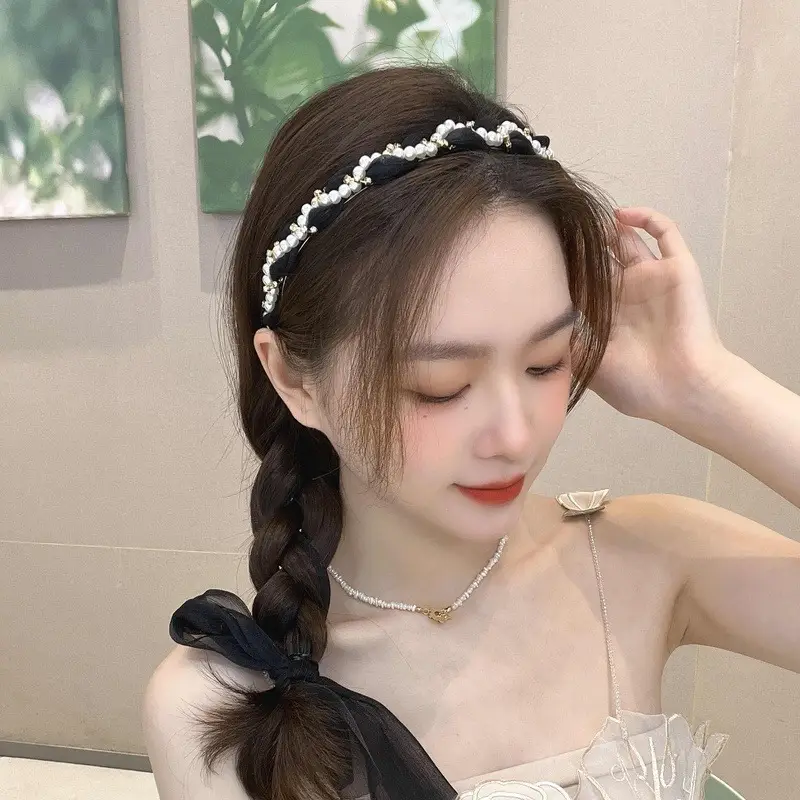 French Style Pearl Braided Hairband for Girls - Image 3