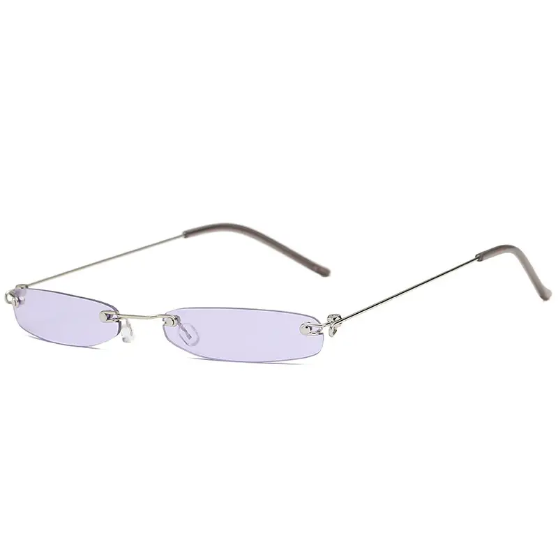 Square Sunglasses Men Women Light Blue Metal Frame - Image 6
