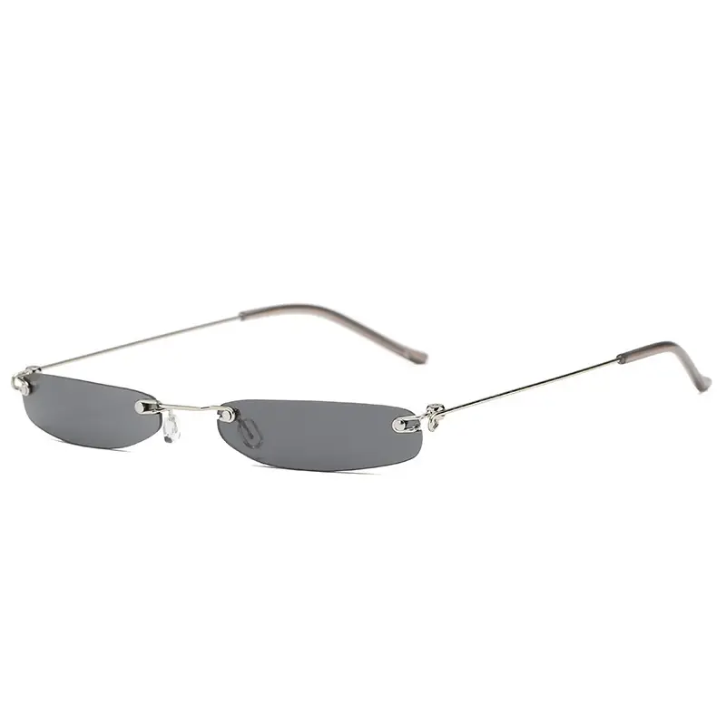 Square Sunglasses Men Women Light Blue Metal Frame