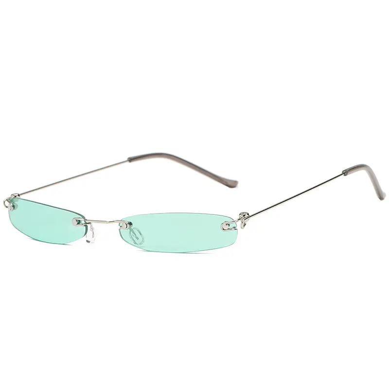 Square Sunglasses Men Women Light Blue Metal Frame - Image 5