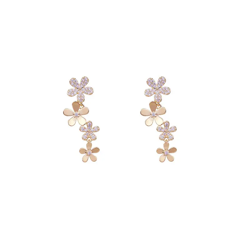 Sleek Flower Silver Earrings for Women - Image 5