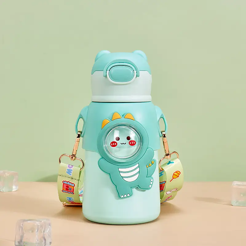Kids Insulated Water Cup with Bear Design & Strap - Image 5