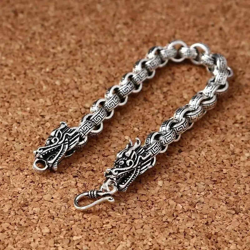 Men's Rough Punk Ring Great Wall Design Silver - Image 5